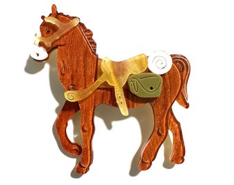 Brown Horse Brooch Delicate Animal Pin Equestrian Gift Western Style Accessory Cute Pony Jewelry for mom for woman gifts for lovers