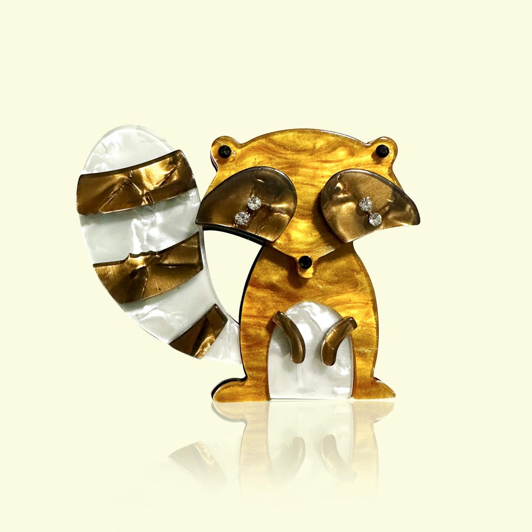 Acrylic Raccoon Brooch/acrylic Brooch/laser Cut Acrylic/cute Gift/art ...