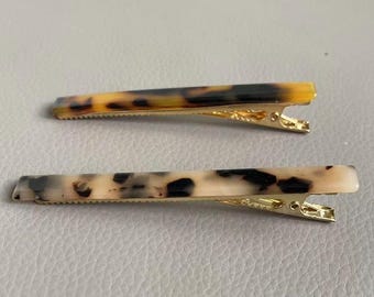 Franskt leopardmönstrat hårspänne, 8,3 cm acetatspänne i sidostil med anknäbb, leopardmönstrat hårspänne för kvinnor