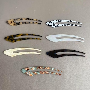 French Acetate U Hair Pin – Simple Vintage Style Bun Stick for Women, 5” Elegant Updo Fork Clip for Ponytail & Chignon