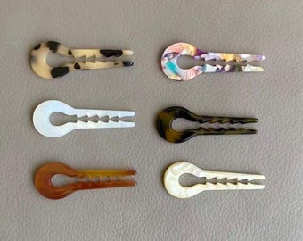 Mini French Acetate Hair Pin 2.4” U Shape Hair Stick Minimalist Bun Pin Non Slip Hair Fork for Half Up Bangs Elegant Hair Accessory