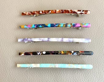 Fermaglio per capelli lungo e primaverile minimalista di ispirazione francese per la mamma, accessorio per capelli rettangolare sottile ed elegante, stili semi raccolti chic minimalisti