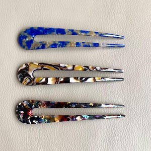 French Minimalist Large U-Shaped Hair Fork – Acetate Bun Pin for Effortless Updos, Chic Hair Stick for Women, Elegant Hair Accessory 4.7”