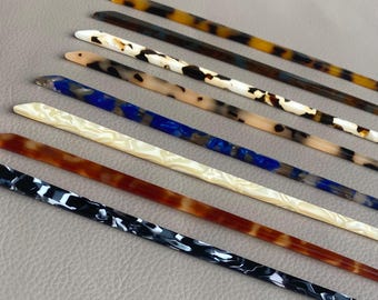 French Acetate Hair Stick: Minimalist U-Shaped Bun Pin - 7"