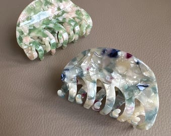 Fermaglio per capelli con fiore in acetato francese per donna, fermaglio a forma di squalo in stile dopamina, piccolo fermaglio per capelli alla moda per capelli spessi, fermaglio floreale da 3 pollici