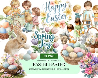 Easter Eggs Pastel Watercolor Clipart Collection | Spring Egg Hunt Decor PNG