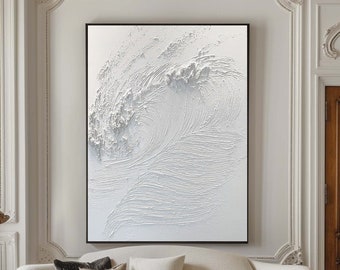 White Mountain Abstract Painting White 3D Texture Wall Art Large Wall ...