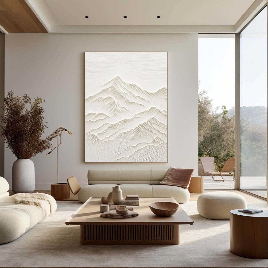 White Mountain Abstract Painting White 3D Texture Wall Art Large Wall ...