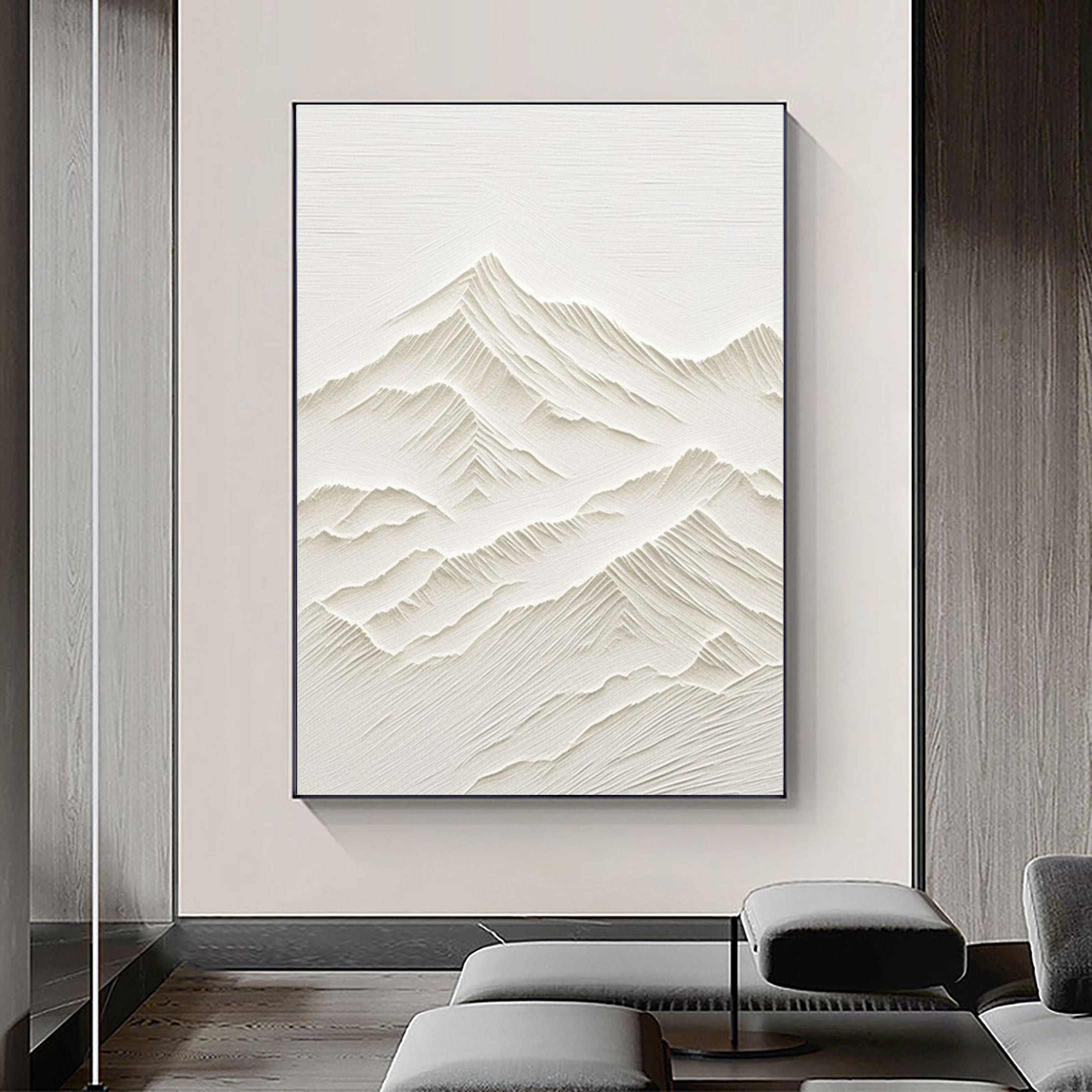 White Mountain Abstract Painting White 3D Texture Wall Art Large Wall ...