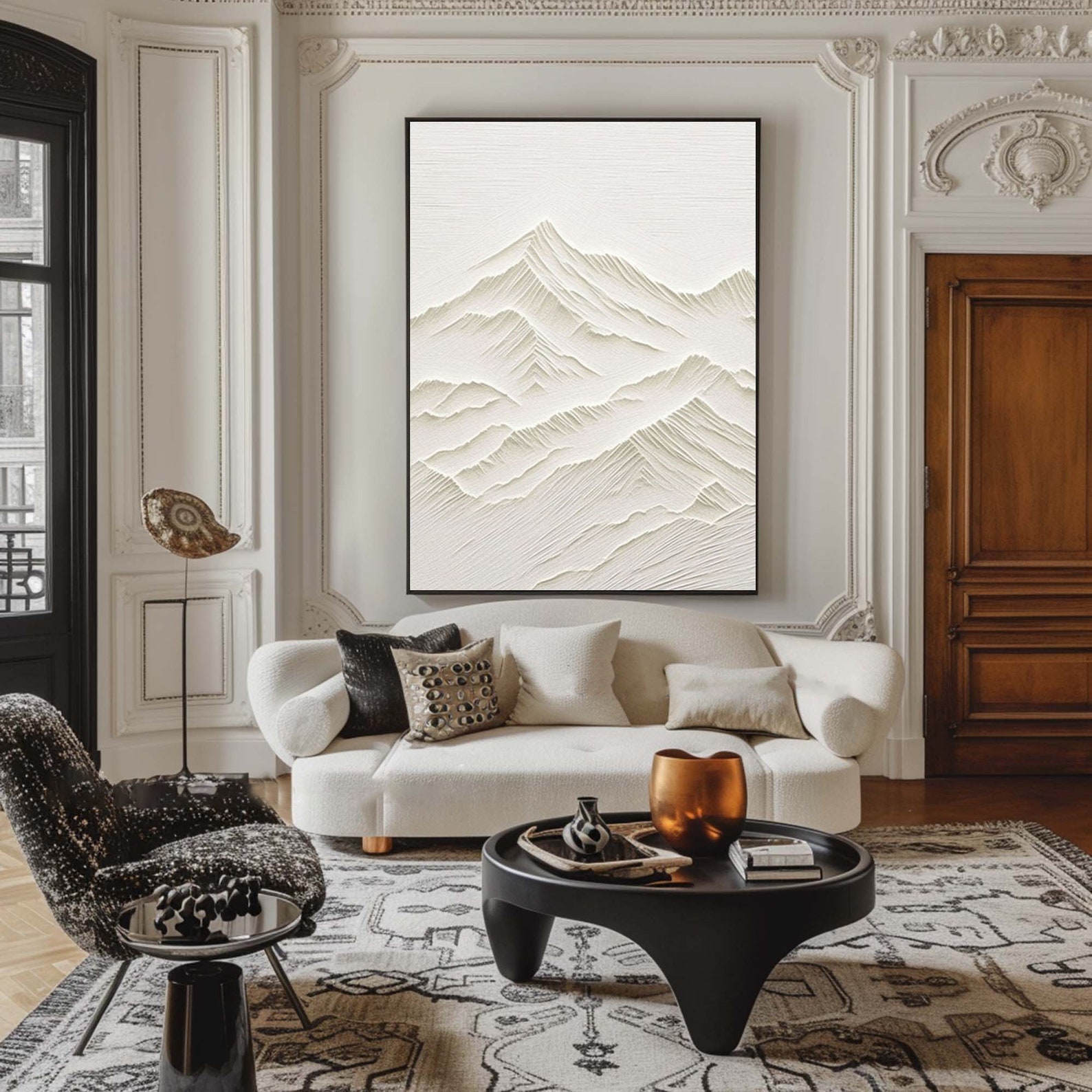 White Mountain Abstract Painting White 3D Texture Wall Art Large Wall ...