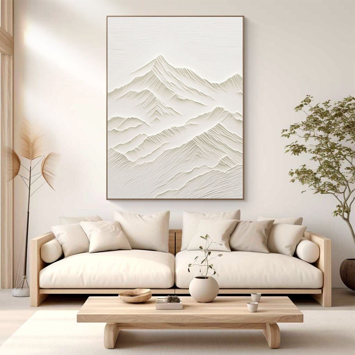 White Mountain Abstract Painting White 3D Texture Wall Art Large Wall ...