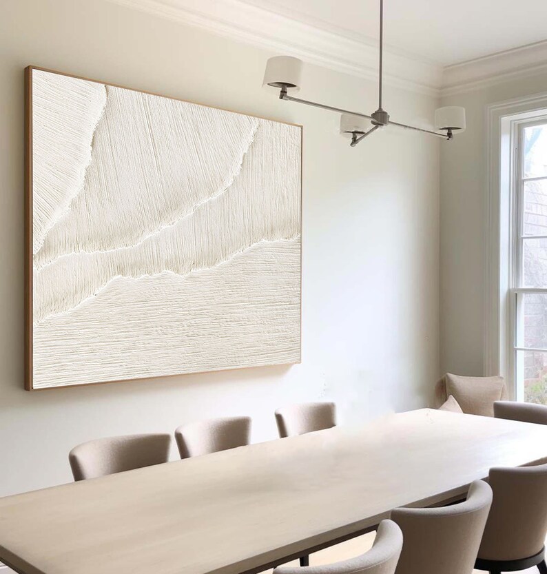 Large White Abstract Wall Art White 3D Texture Painting White Plaster