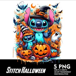 5 PNG Halloween Stitch Splash Transparent PNG file for Sublimation 300Dpi High Resolution PNG Download Files Halloween Spooky Stitch V2