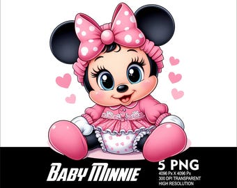 5 PNG Minnie Baby Mouse Girl Clipart Png Transparent PNG file for Sublimation 300Dpi High Resolution PNG Minnie Baby Girl