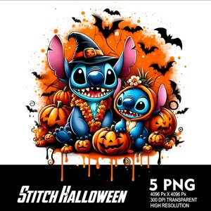 5 PNG Halloween Stitch Splash Transparent PNG file for Sublimation 300Dpi High Resolution PNG Download Files Halloween Spooky Stitch V3