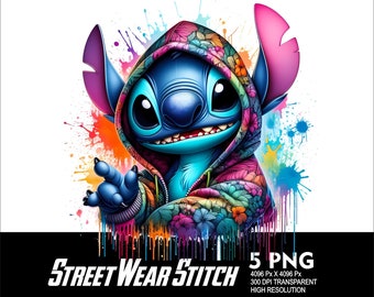 5 PNG StreetWear Stitch Rapper Splash Transparent PNG file for Sublimation 300Dpi High Resolution PNG Download Files Stitch Street style