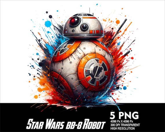 5 PNG Starwars Bb8 Robot Splash and Watercolor Transparent Png