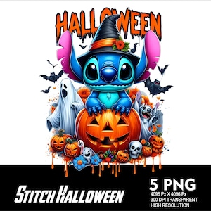 5 PNG Halloween Stitch Splash Transparent PNG file for Sublimation 300Dpi High Resolution PNG Download Files Halloween Spooky Stitch V4