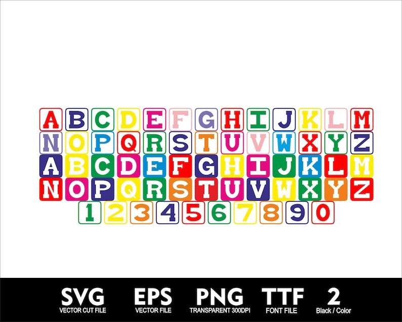 Baby Block Alphabet Building Blocks Cut Files Blocks Letter AZ 09 SVG