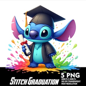 5 PNG Stitch Graduation Splash and Watercolor Transparent PNG file for Sublimation 300Dpi High Resolution PNG Download Files Stitch