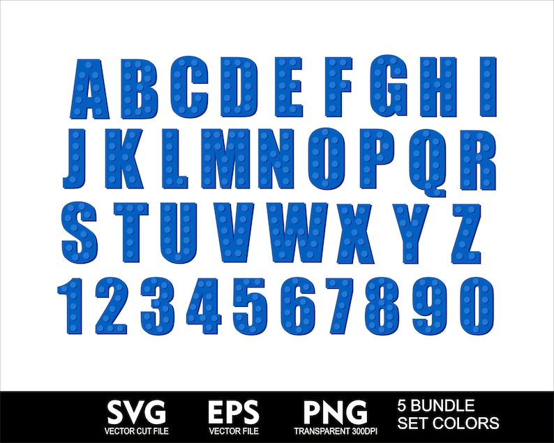 Bundle Bricks Font LEG Puzzle Font 5 Full Colors Set Brick Font Brick Svg Letters for Cricut SVG Toys Leg Font Svg Png Eps Birthday Font image 2