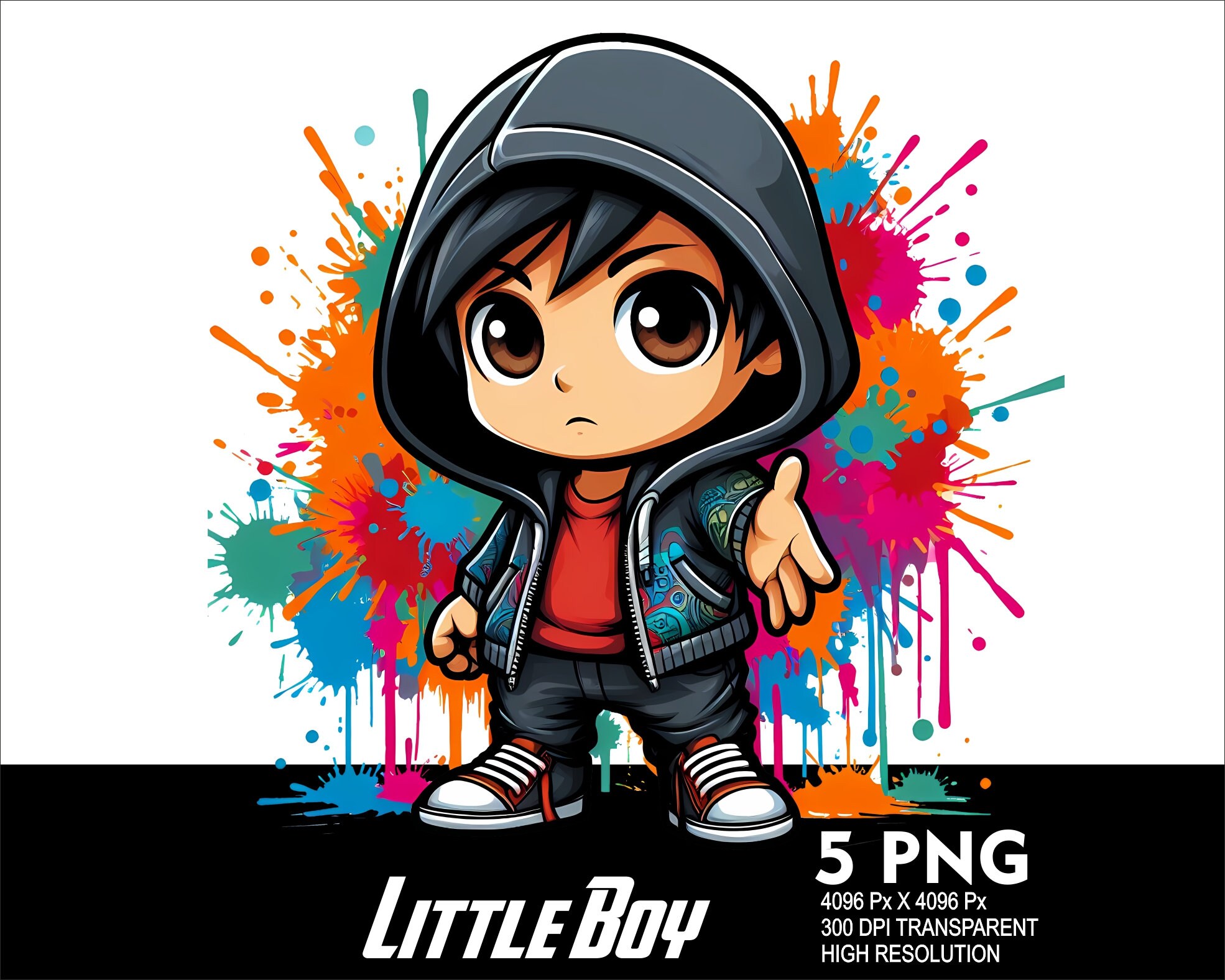 5 PNG Streetwear Little Boy Splash Design Transparent PNG File for ...