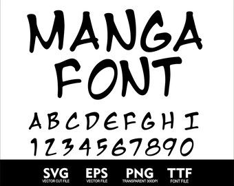 Manga Alphabet Font Svg Cartoon Alphabet for Cricut SVG Manga Birthday ...