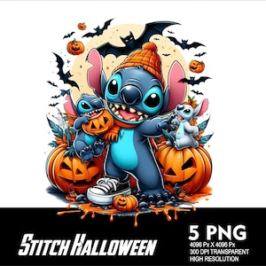 5 PNG Halloween Stitch Splash Transparent PNG file for Sublimation 300Dpi High Resolution PNG Download Files Halloween Spooky Stitch V1
