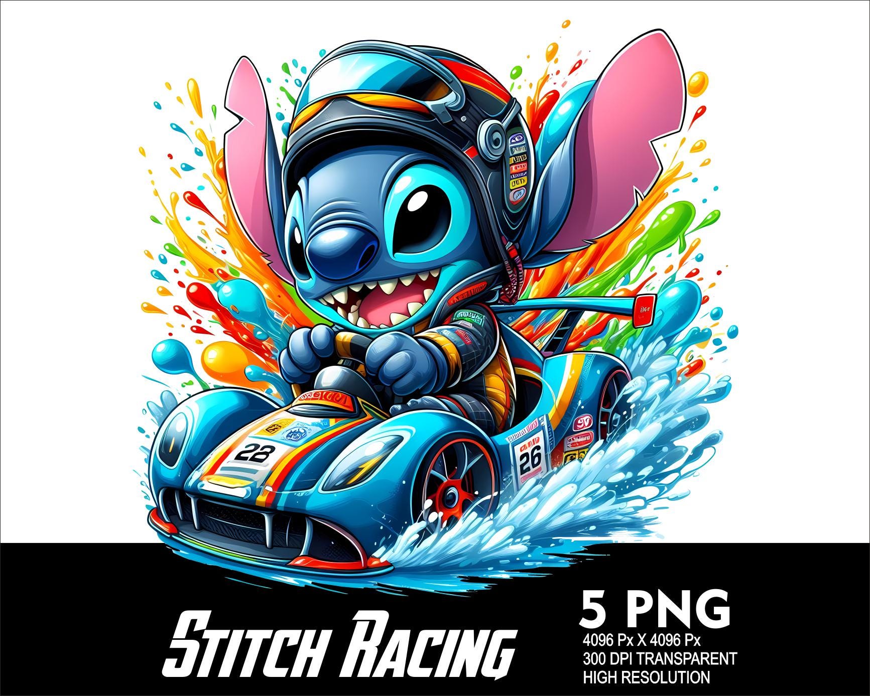 Stitch Racer 5 PNG Racer Stitch Design Racing Splash PNG Transparent PNG File for ...