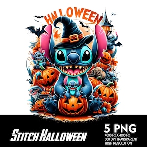 5 PNG Halloween Stitch Splash Transparent PNG file for Sublimation 300Dpi High Resolution PNG Download Files Halloween Spooky Stitch V5