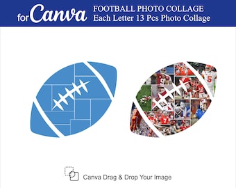 Canva フットボール写真コラージュ 13 枚の写真コラージュ スポーツコラージュ 写真 アメリカンフットボールコラージュ Canva テンプレート