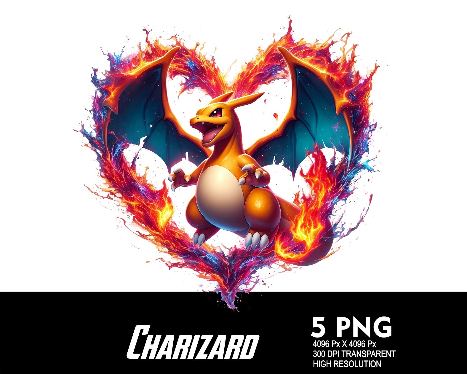 5 PNG Charizard Splash and Watercolor Transparent Png File for ...