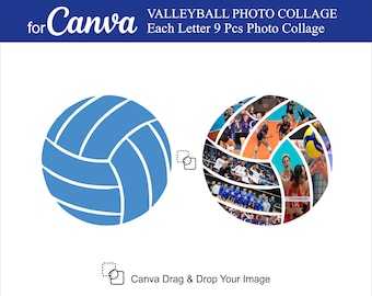 Canva バレーボール写真コラージュ 9個入り写真コラージュ Canva スポーツコラージュ 写真バレーボールコラージュ バレーボール Canva テンプレート