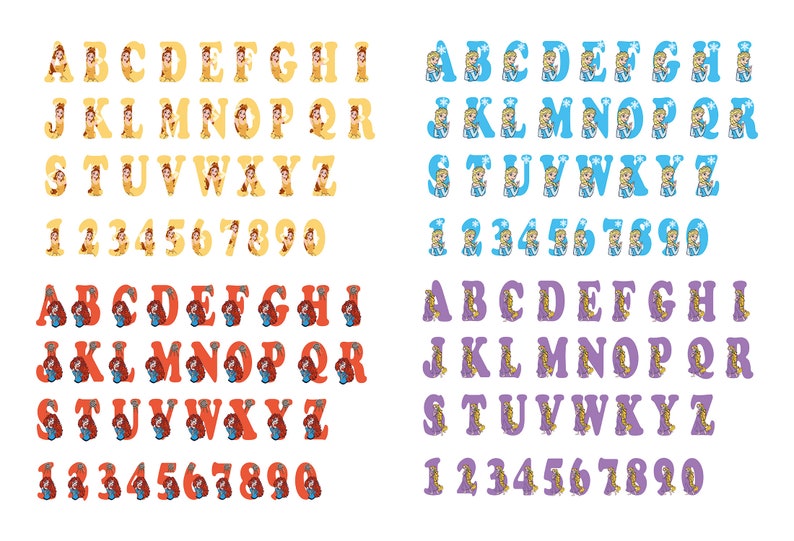 Princess Script Alphabet Princess Alphabet Bundle 17 Set Letters Font Girl Princess Doodle Font ...