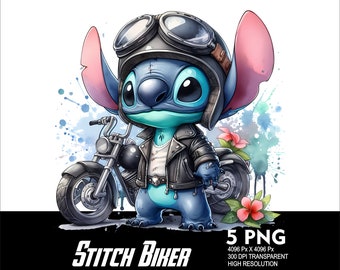 5 PNG Biker Stitch Splash and Watercolor Transparent PNG file for Sublimation 300Dpi High Resolution PNG Download Files Stitch Design