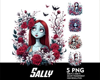 5 PNG Sally Flowers Halloween Splash Transparent PNG-fil 300 Dpi Högupplöst PNG Ladda ner filer Halloween Sally Design