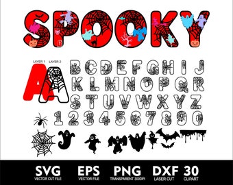 Halloween Alphabet 3D Layared Letters and Clipart Halloween Alphabet Spooky Letters Png Halloween Font