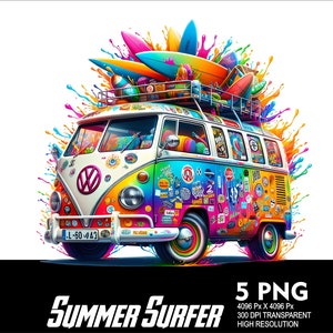5 PNG Summer Surfing Splash e Aquarela Arquivo PNG transparente para sublimação 300Dpi Arquivos PNG de alta resolução Surfing