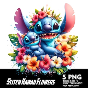 5 PNG Stitch Ohana Splash and Watercolor Transparent PNG file for Sublimation 300Dpi High Resolution PNG Download File Baby Stitch