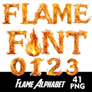 Alphabet flamme polices de caractères feu Lettre de feu et 5 cliparts flammes Png polices transparentes flammes Cartoon polices png