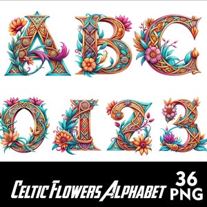 Celtic Alphabet Png Viking Font Floral Celtic Font PNG Roman Alphabet Medieval Alphabet PNG