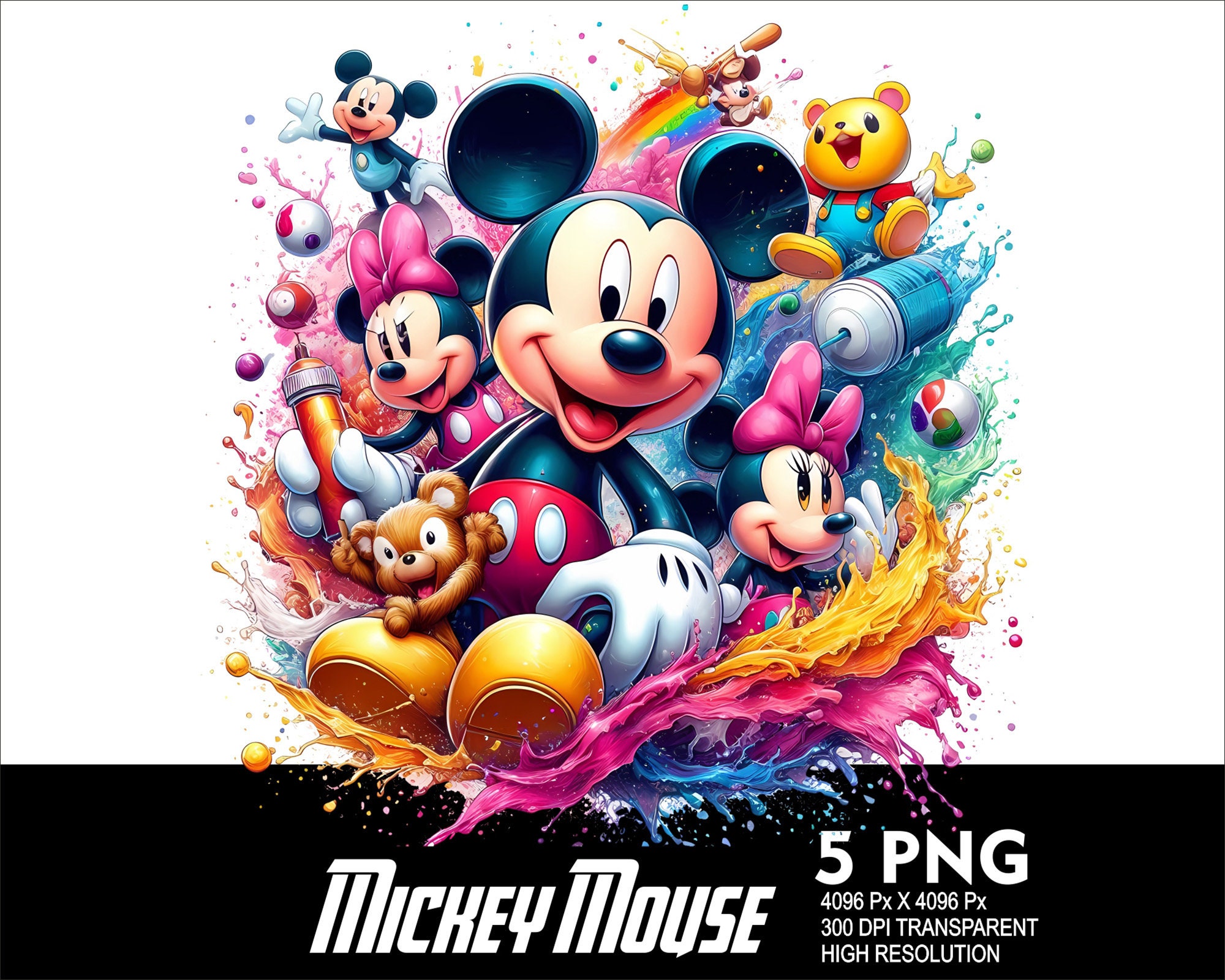 Splashed Mouse 5 PNG Mickey Splash Mouse Design Png Transparent PNG File for ...