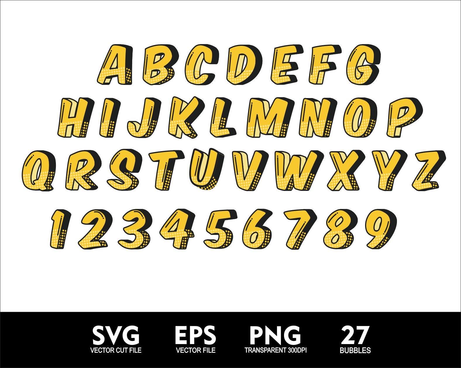 Comic Font SVG Comic Bubbles Clipart Kids Font Comic Svg Png Eps Ai ...