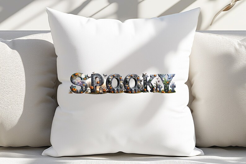 Halloween Spooky Alphabet Font PNG Spooky Letters and Numbers for Sublimation PNG Witch Halloween Doodle Font Png Letters image 10