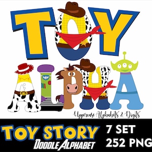 Juego de 7 letras del alfabeto de Toy Story, Fuente de garabato de historia de juguetes, Letra del alfabeto de la A a la Z, Fuente de letra de historia, Fuente de juguete, Letra de garabato, Fuente de cumpleaños