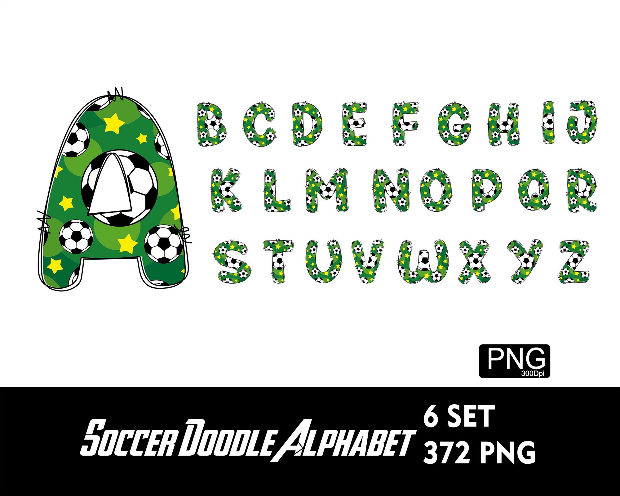 Soccer Alphabet Bundle 6 Set Png Doodle Letters Sport Letters Soccer ...