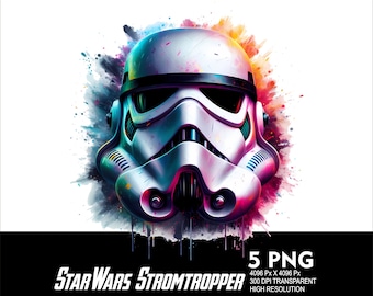 5 PNG StarWars Stromtropper Casco Splash y Acuarela Archivo Png transparente para Sublimación 300Dpi Alta Resolución Png DTG Diseño Png