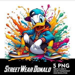 5 PNG StreetWear Pato Png Donald Splash Png Archivo PNG transparente para sublimación 300Dpi Alta resolución PNG Pato Clipart Dibujos animados