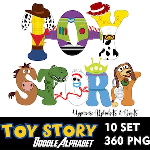 Toy Story Alfabeto Letra 10 Set Paquete Juguetes Historia Doodle Fuente Png Alfabeto Letra A-Z Historia Letra Fuente Juguete Doodle Letra Cumpleaños Fuente