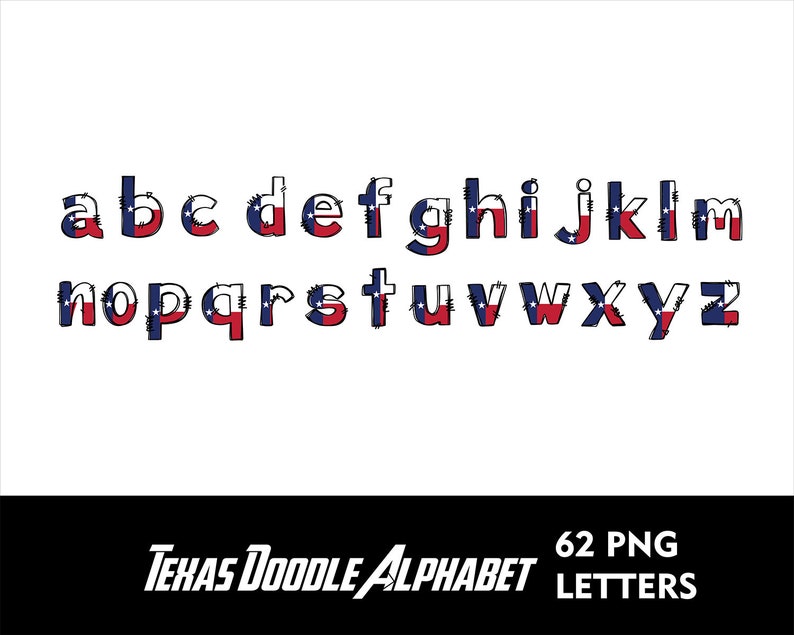 Patriotic Texas Doodle Letters PNG Texas Alphabet Texas Doodle PNG ...